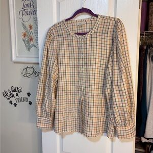 LOFT Multicolor Checkered Blouse
